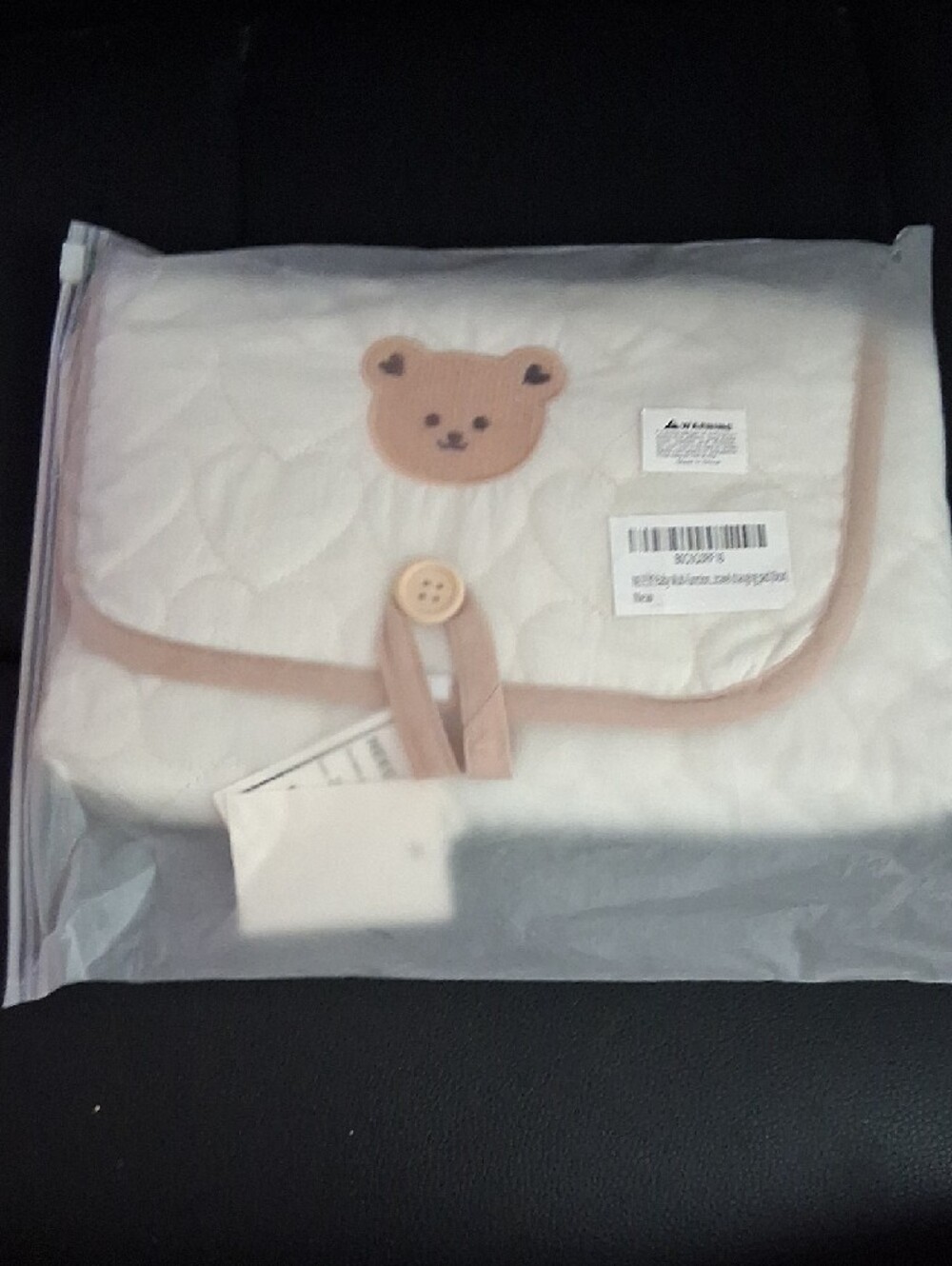 Quilted Bear Applique Clutch - Cream & Beige - Picture 10 of 10